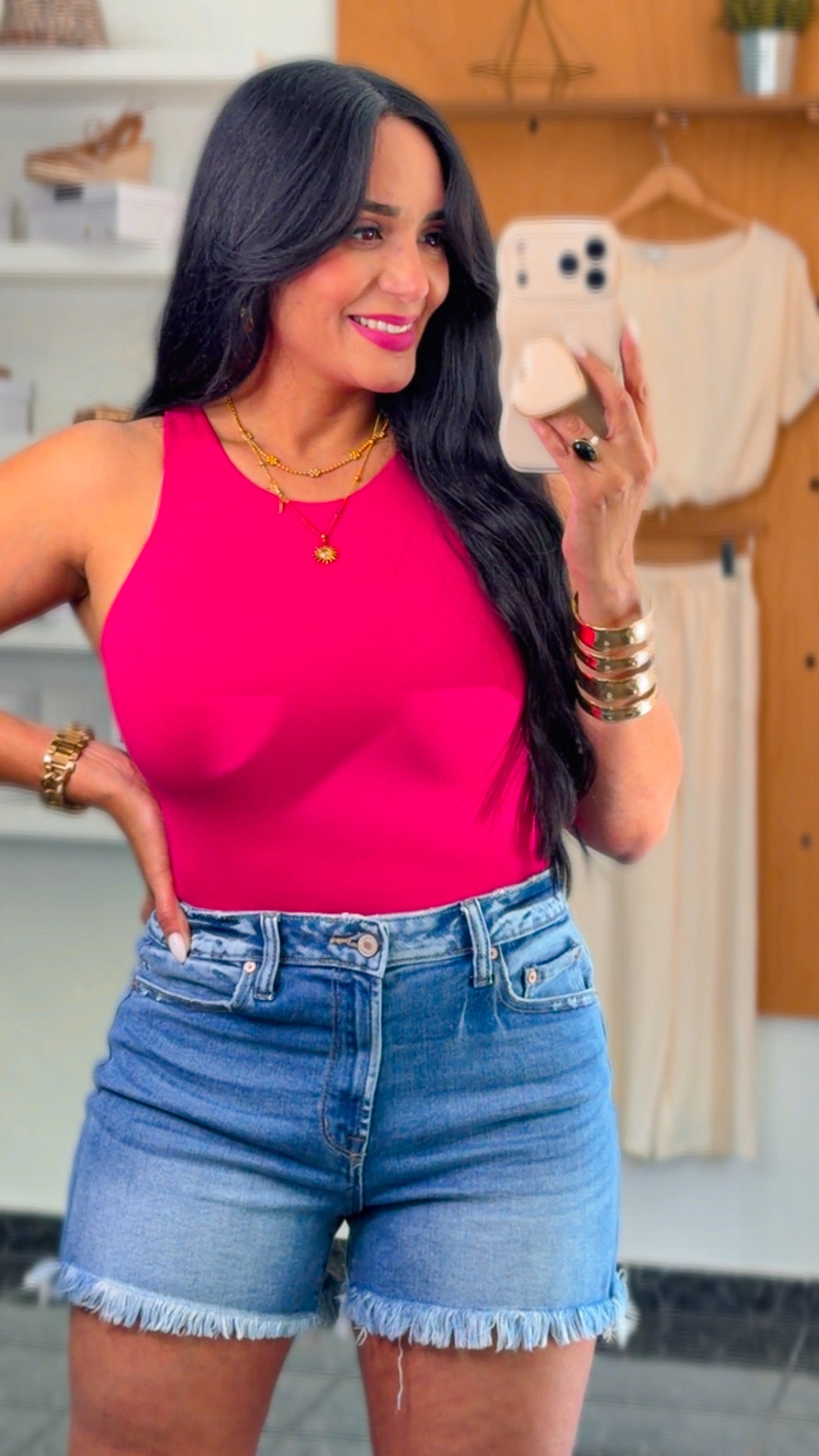 Fuchsia Spandex Tank Bodysuit