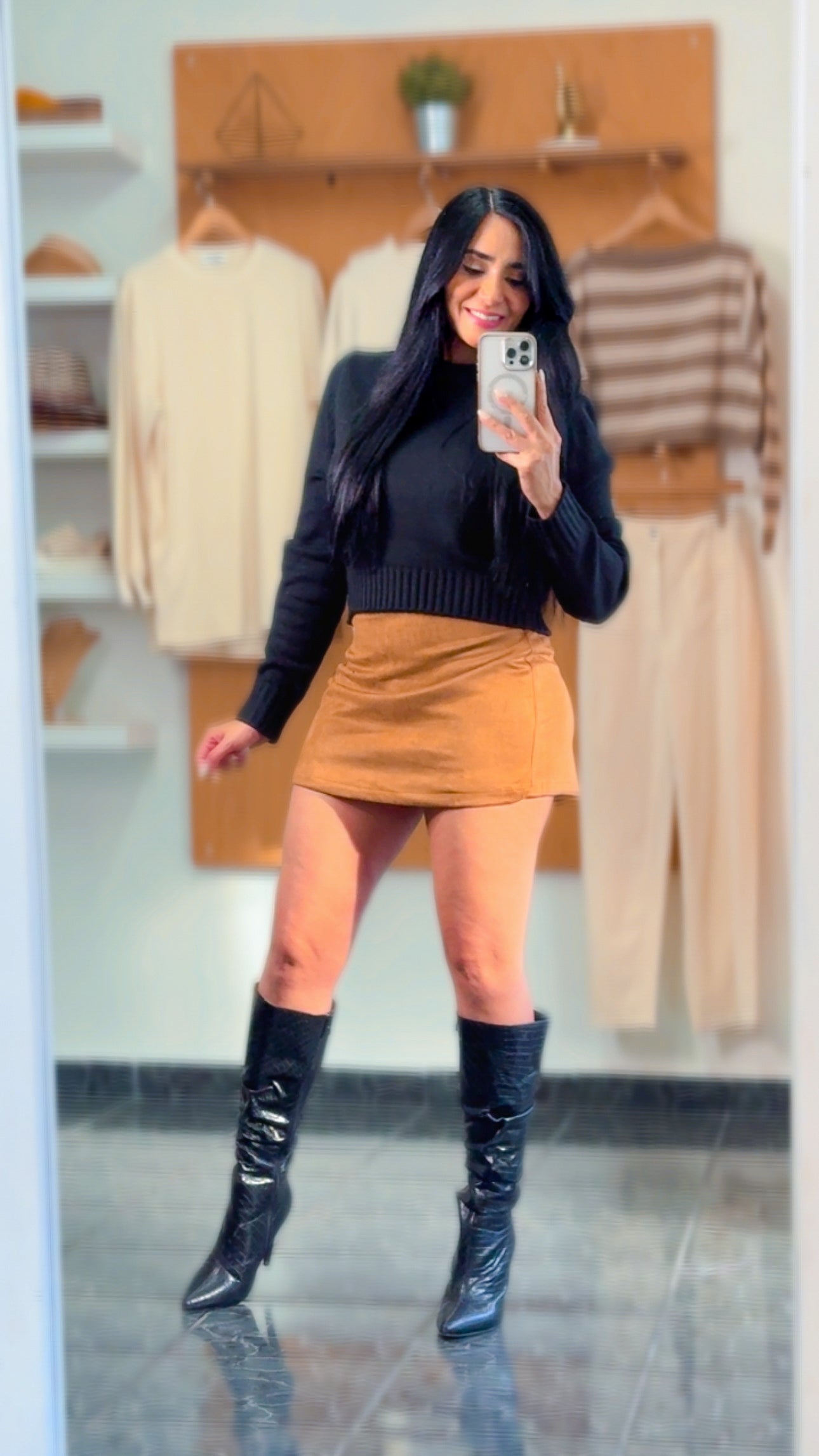 Camel Suede Skort (falda pantalón)