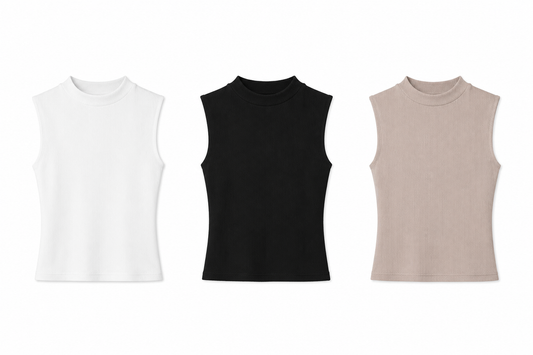 Sleeveless Mock Neck Ribbed Knit Top