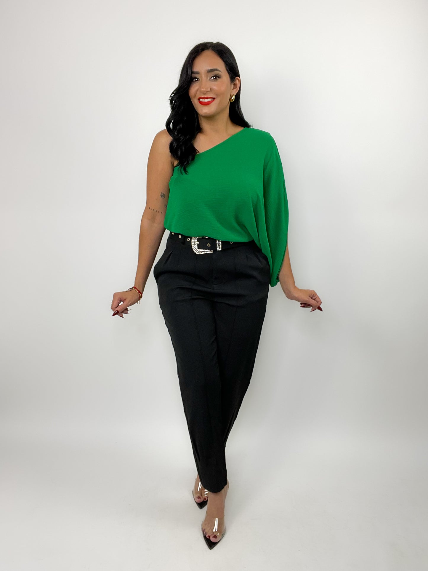 Kelly Green One Shoulder Top