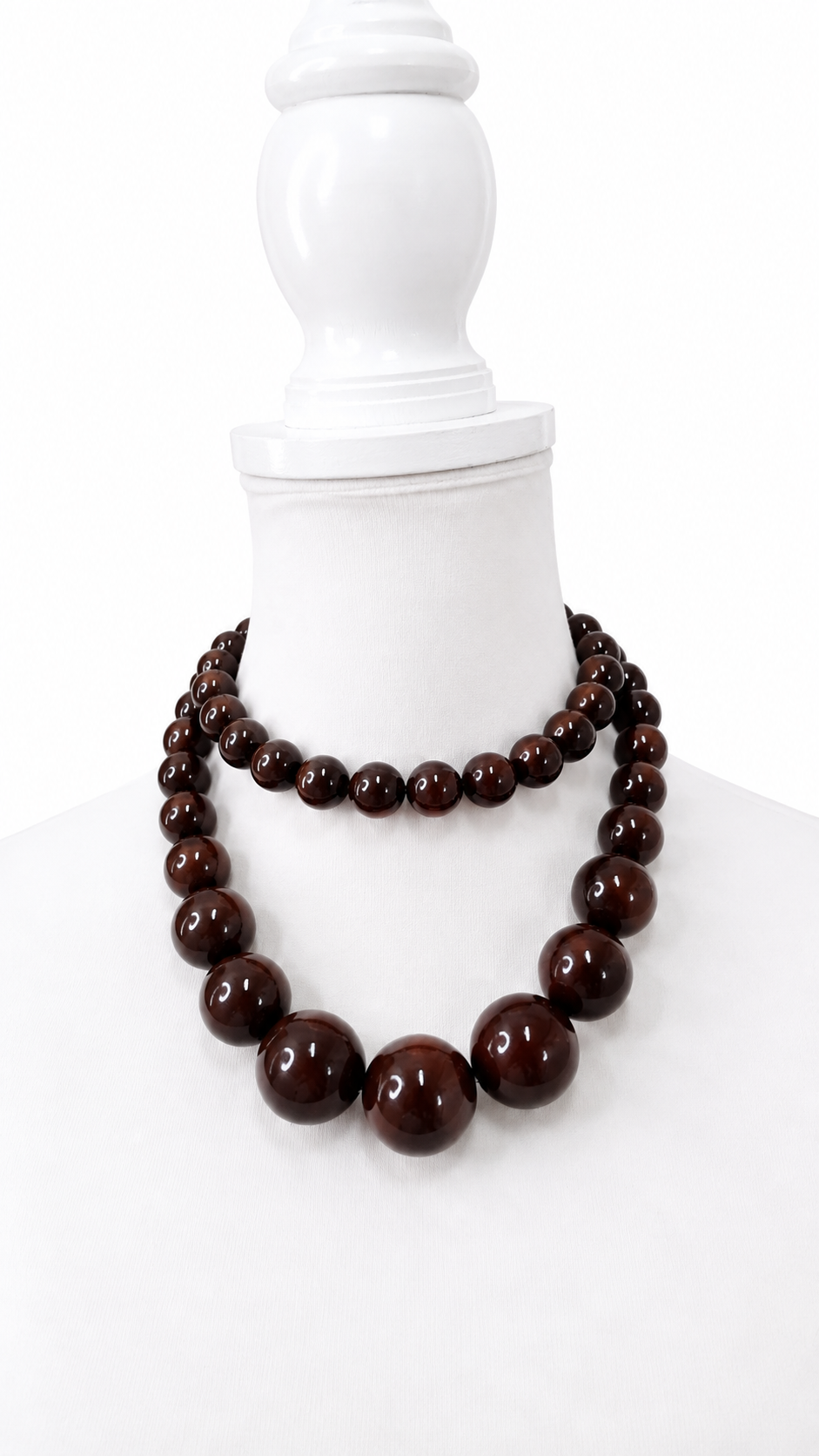Brown Double Chunky Beaded Necklace
