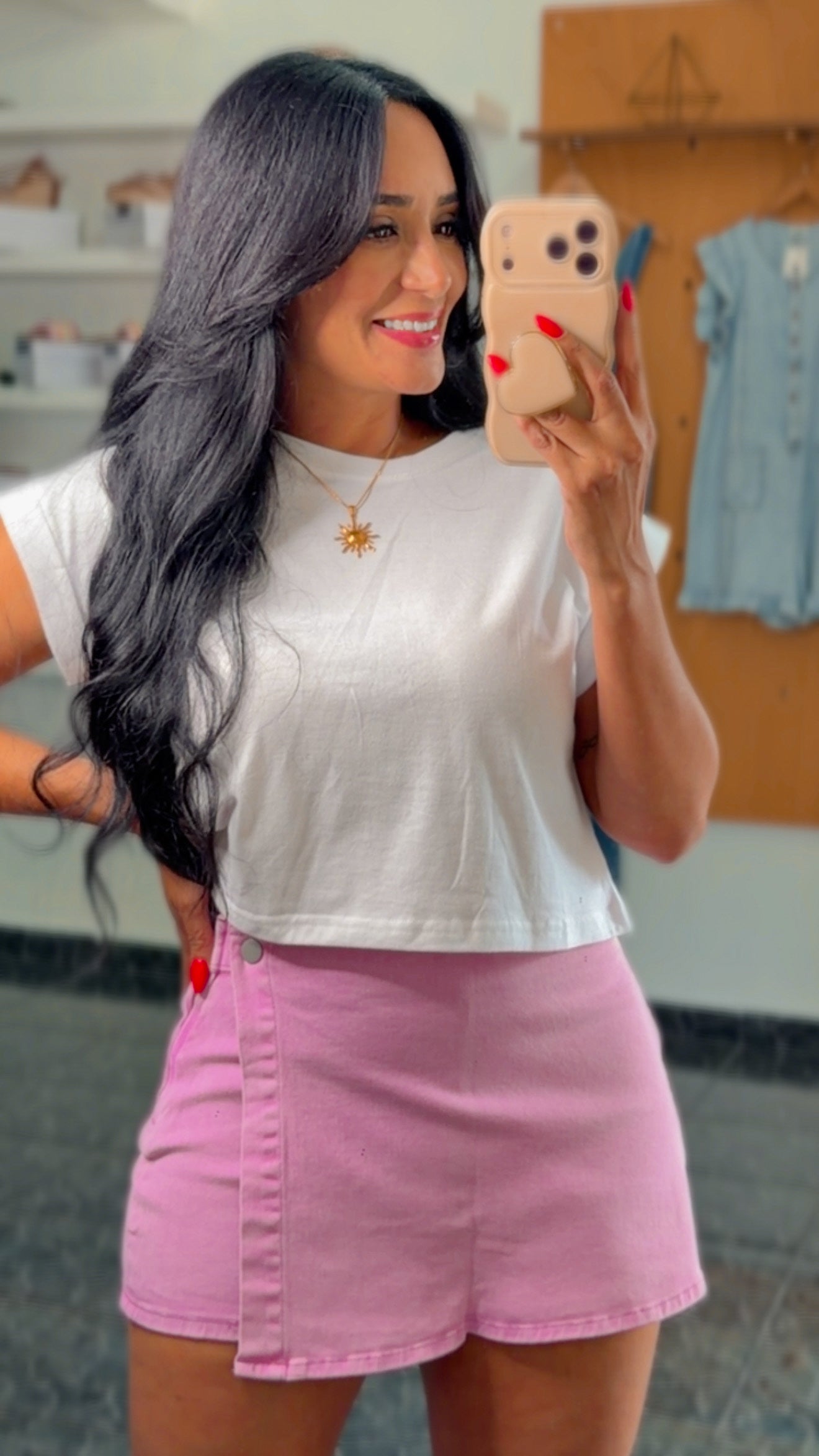 Pink Zipper Spandex Skort