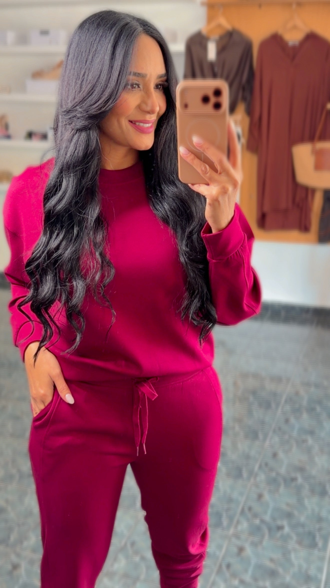 Burgundy Crewneck Sweater/Jogger Set