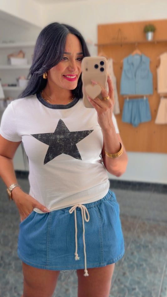 Black Prewashed Star Shirt