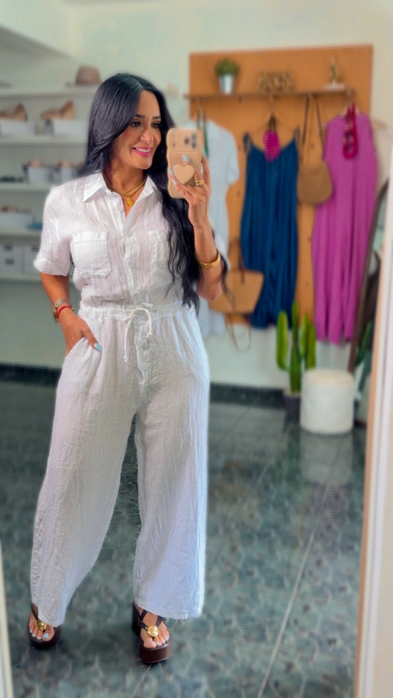 Italy White Linen Jumpsuit
