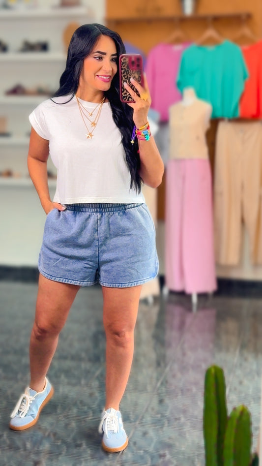 Dusty Blue Shorts Sweatpants