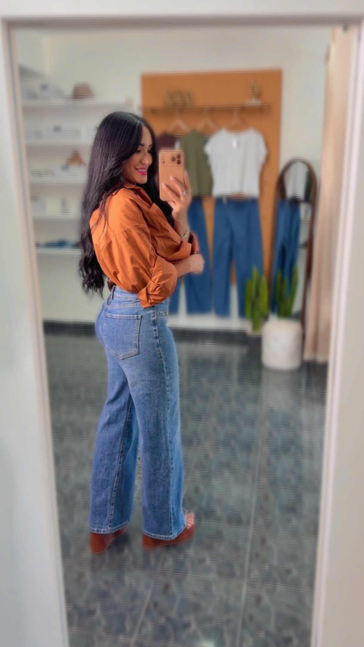 Golden Detail Wide Leg Jeans