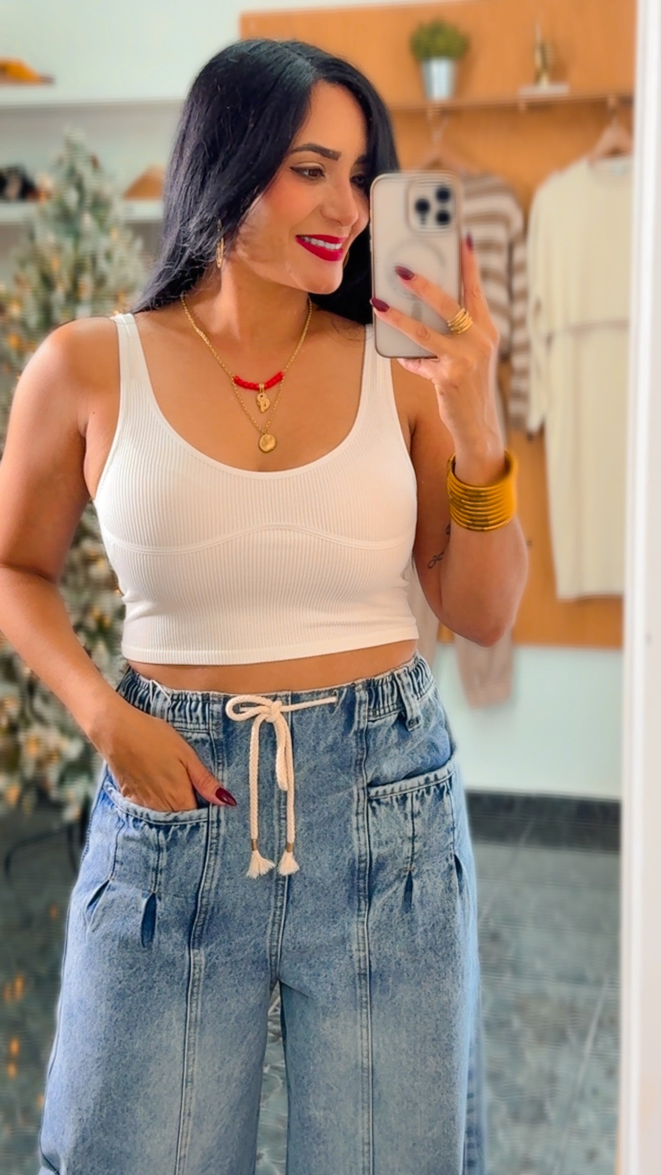 White Ribbed Soft Knit Tank Top