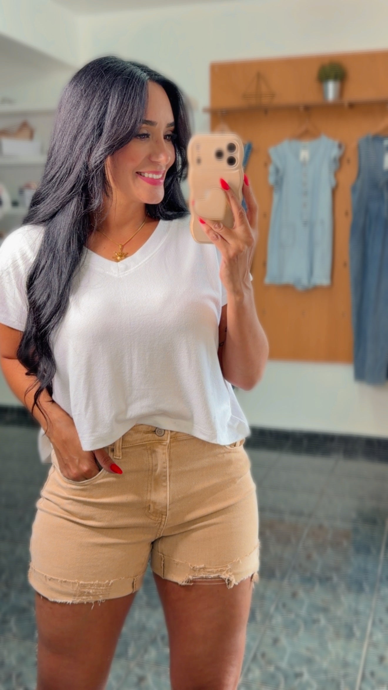 Sand Beige Cuffed Spandex Shorts