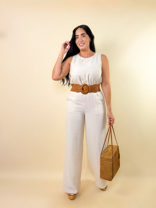 Oatmeal Linen Jumpsuit