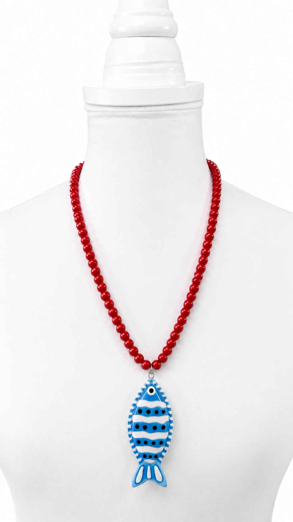 Hand painted Fish Beaded Necklace