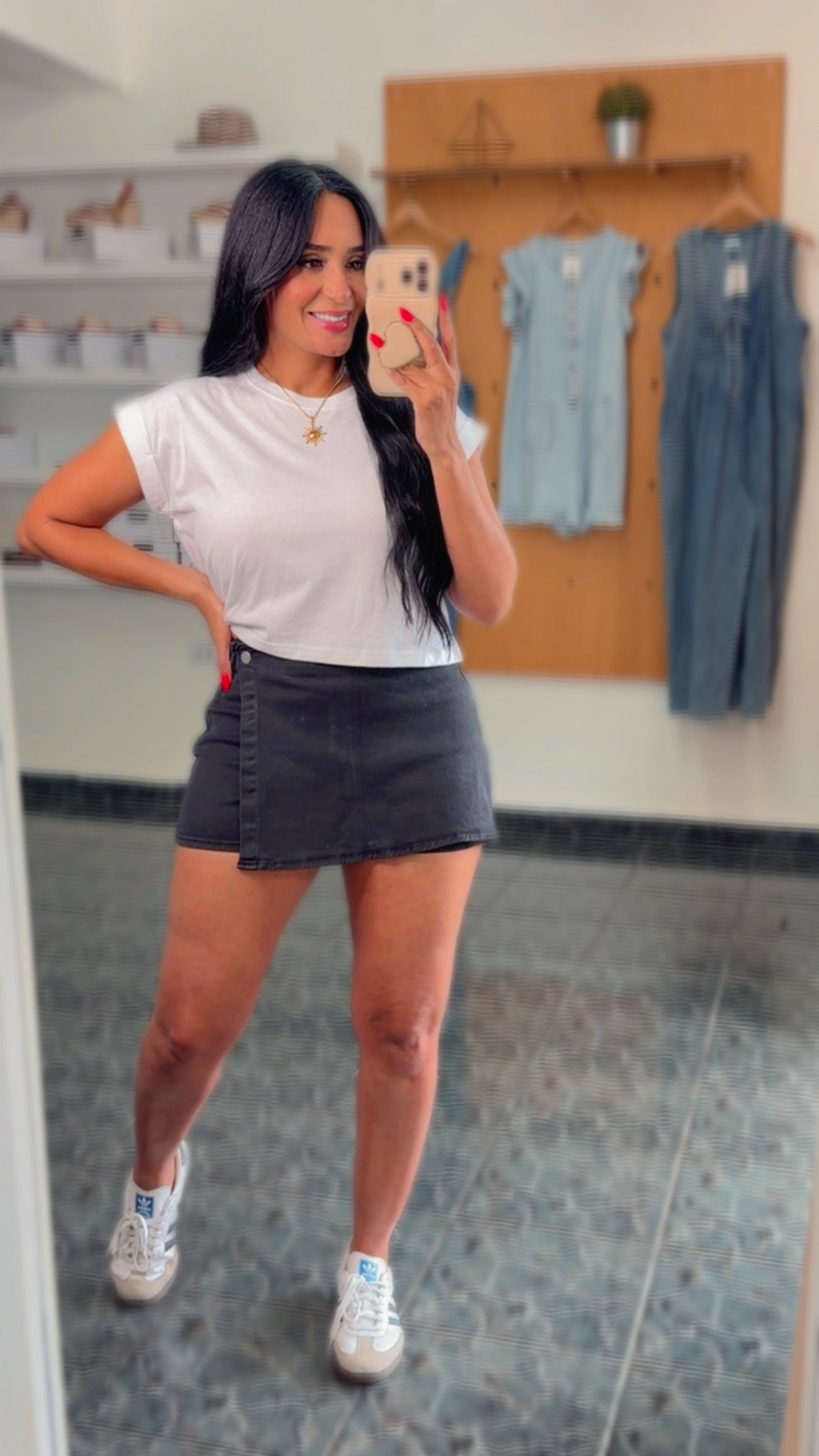 Black Side Zipper Spandex Skort
