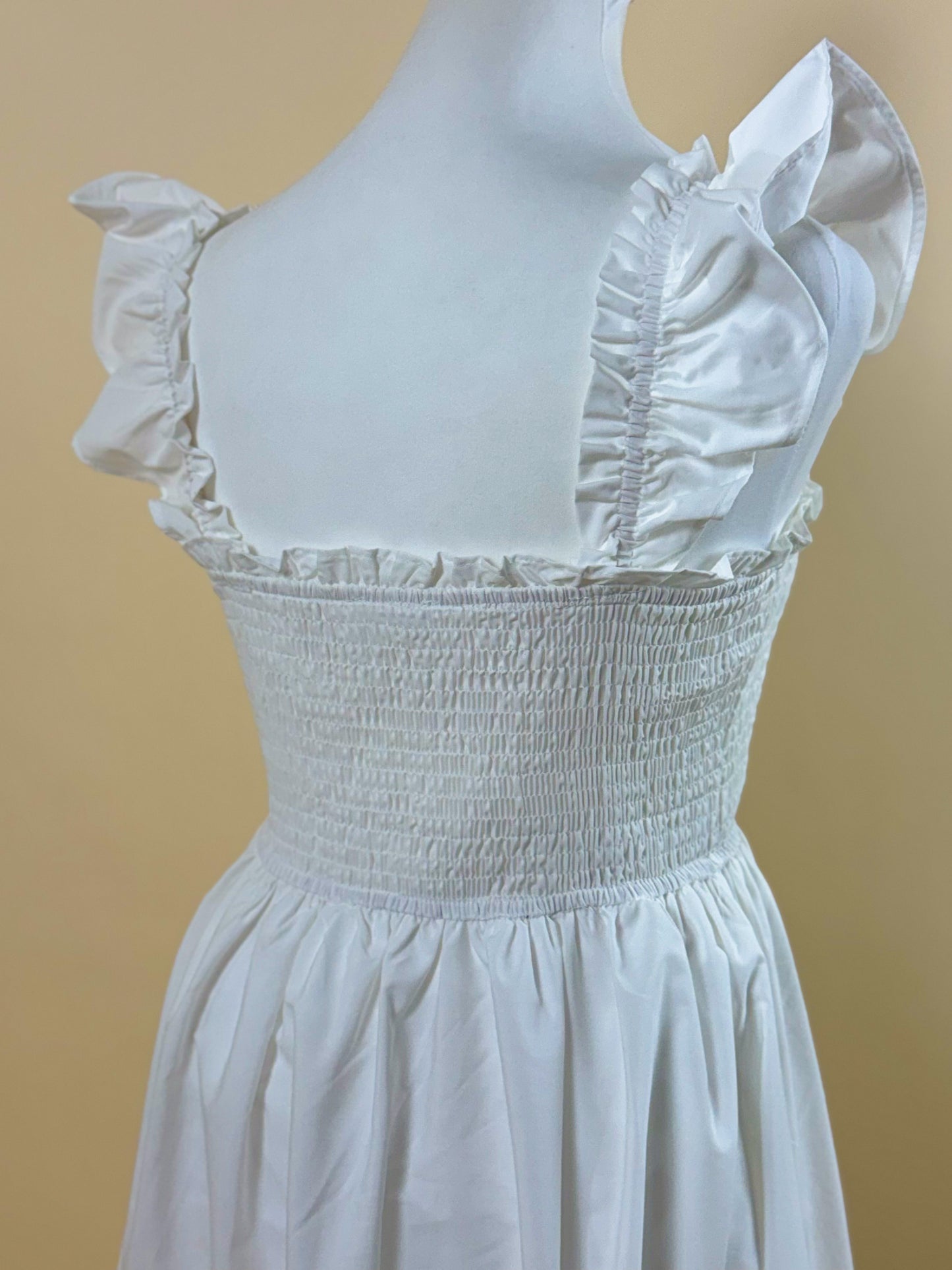 White Eyelet Hem Midi Dress