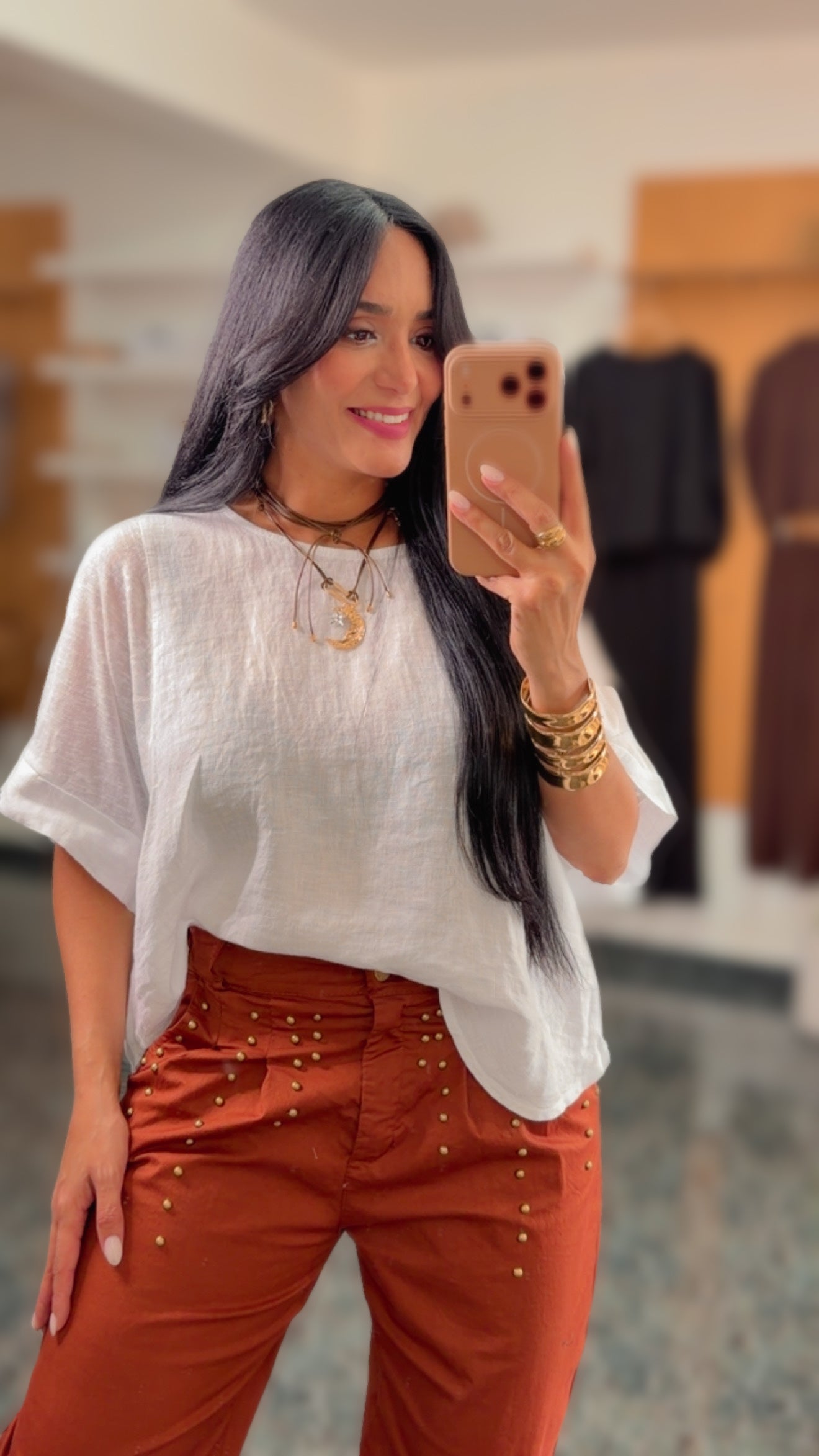 Italy White Onesize Linen Top