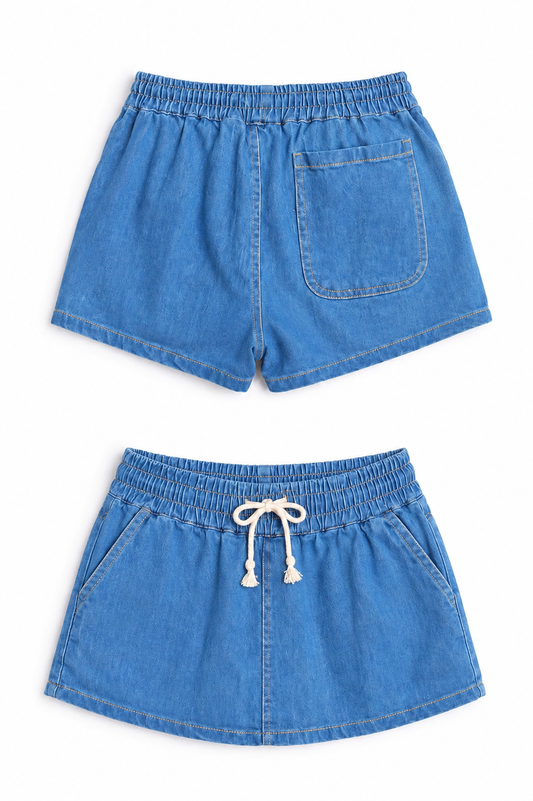 Denim Skort Elastic Waist