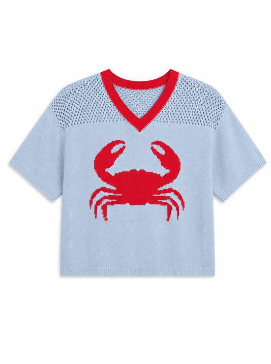 Blue Crab Knit Top