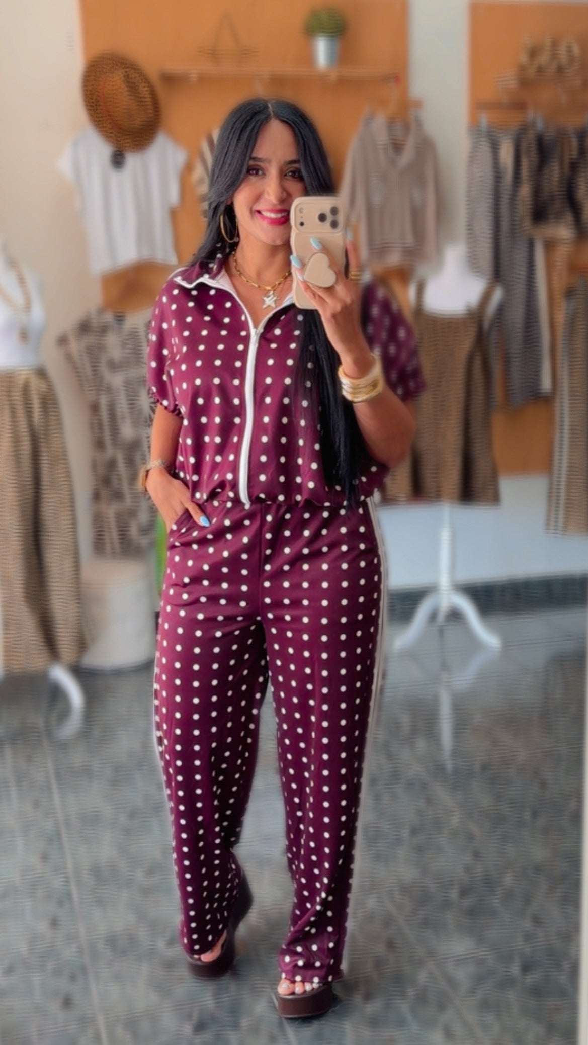 Italy Burgundy Polka Travel Set