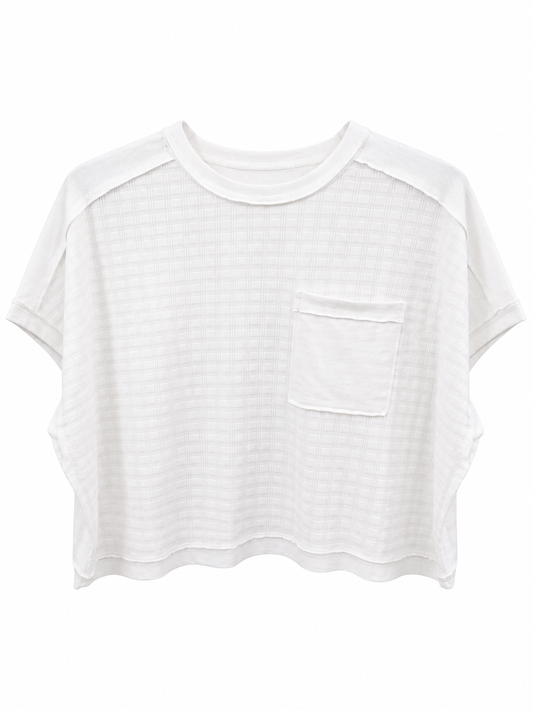 White Dolman Sleeve Textured Knit Top
