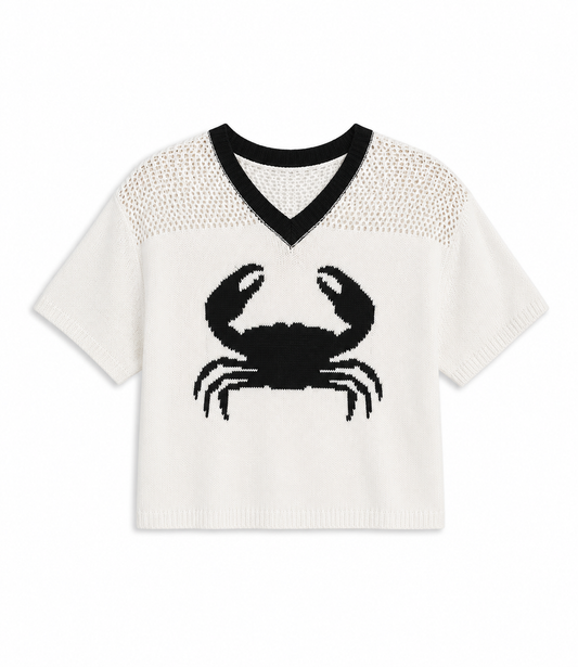 Black Crab Knit Top