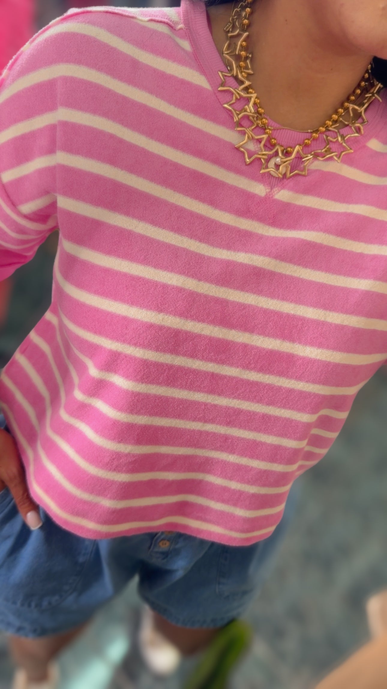 Pink Stripes Textured Crop Top