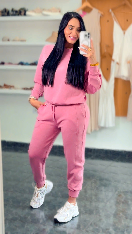 Light Rose Pullover Jogger Set
