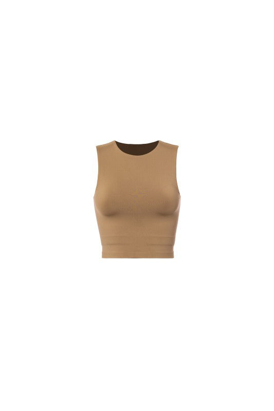 Tobacco Double Layer Crop Muscle Tank