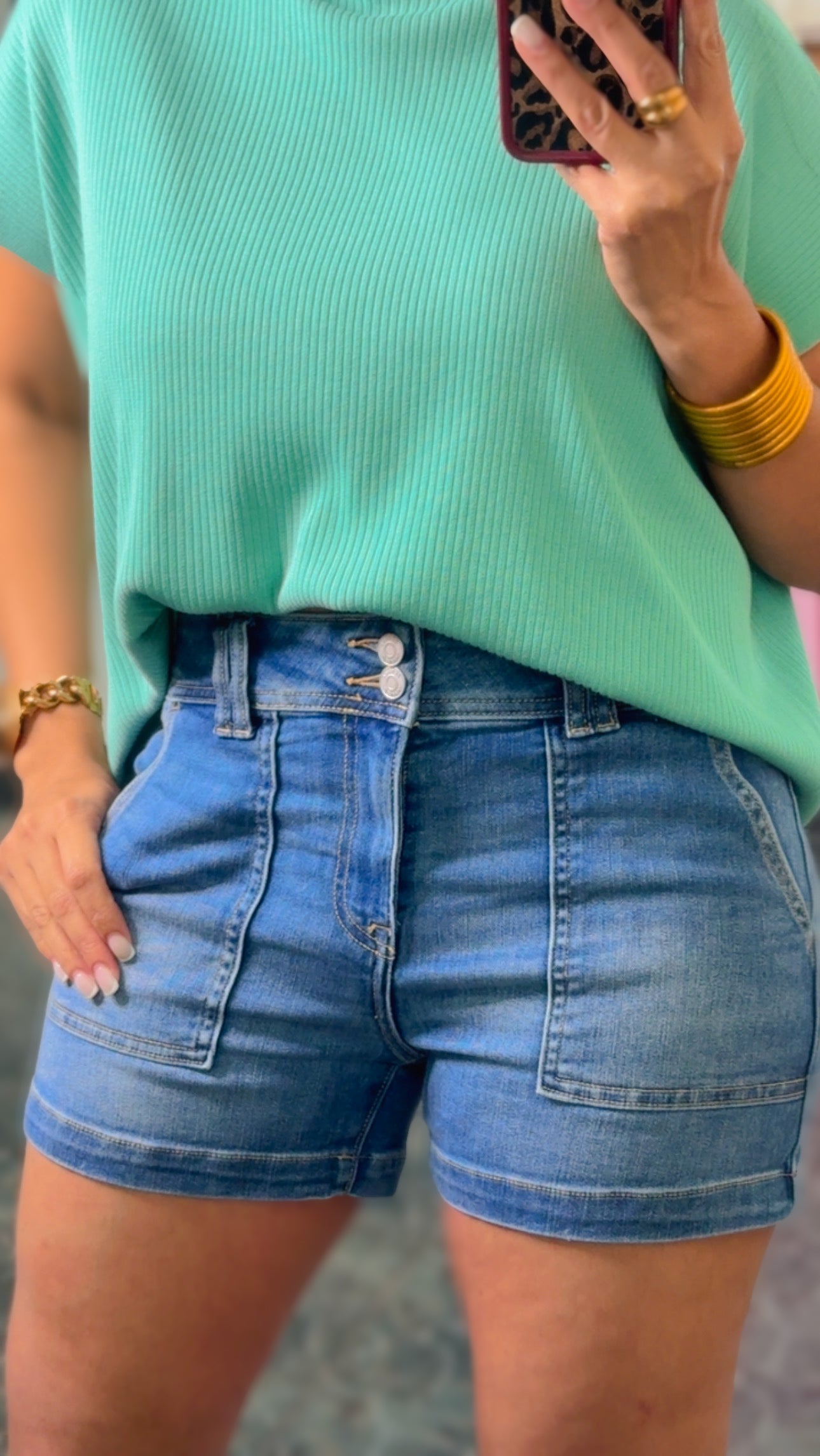 Medium Denim Spandex Shorts