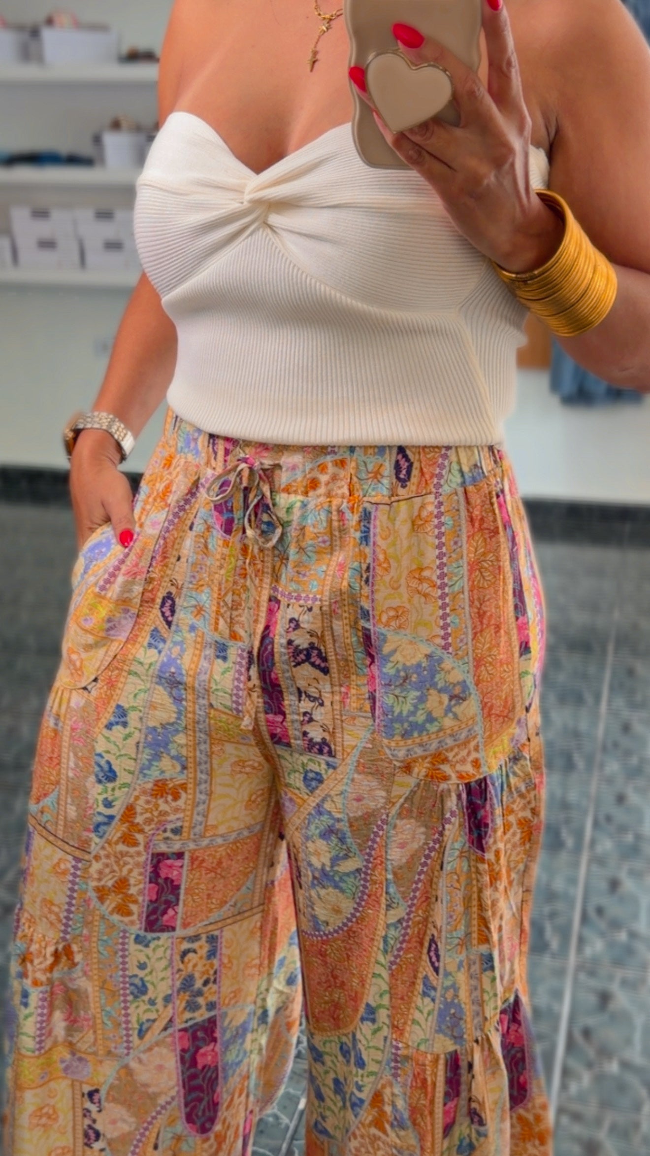 Gypsy Mixed Print Wide Leg Pants