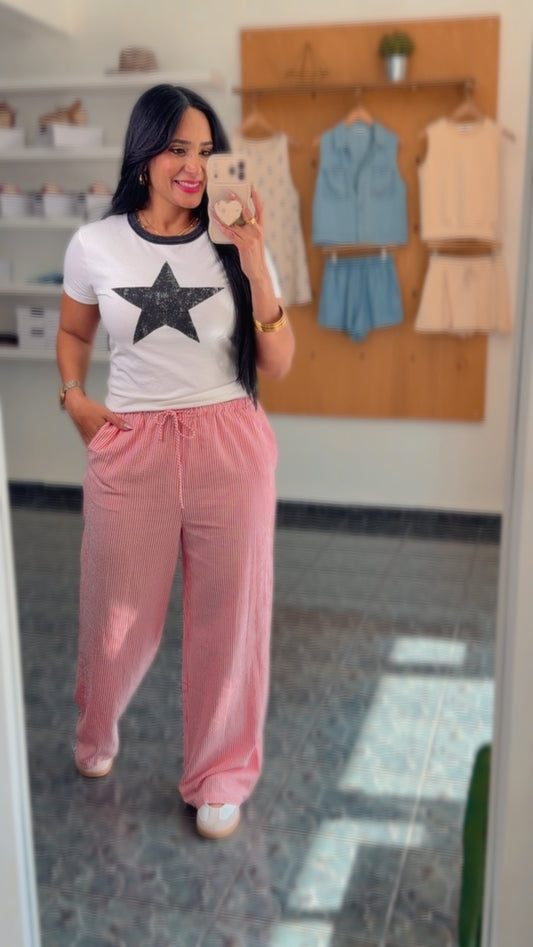 Red/White Striped Comfy Pants