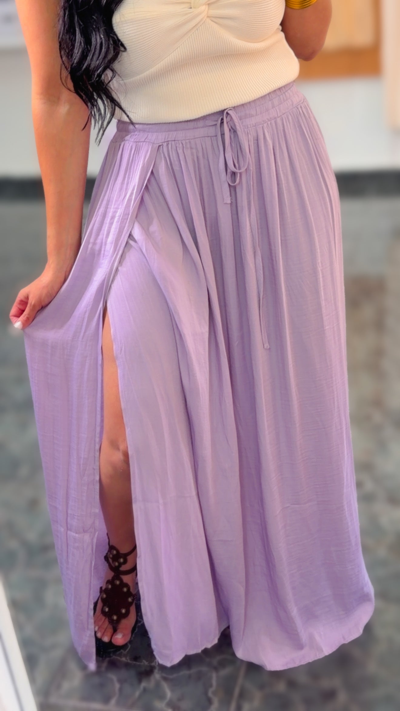 RESTOCK Lavender Rayon Maxi Skirt