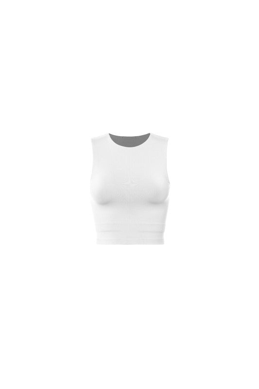 White Double Layer Crop Muscle Tank
