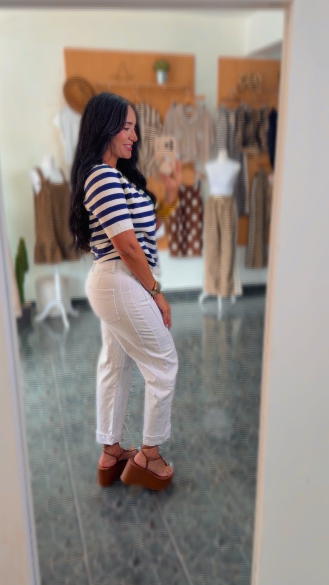 White Spandex Barrels Jeans