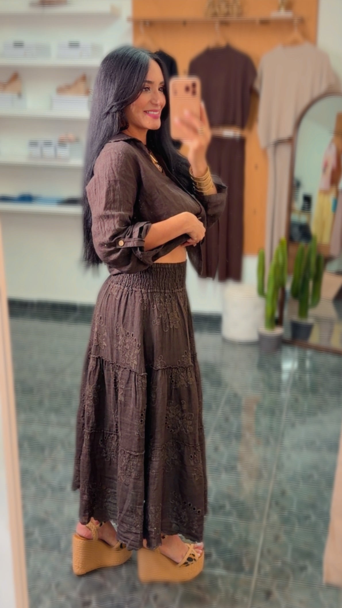 Italy Linen Maxi SKIRT & TOP set