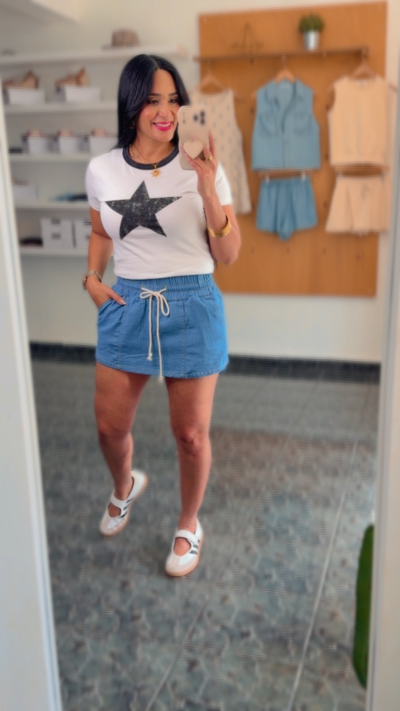 Restock Denim Skort Elastic Waist