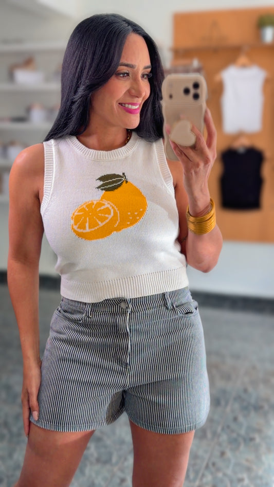 White Lemon Sweater Top