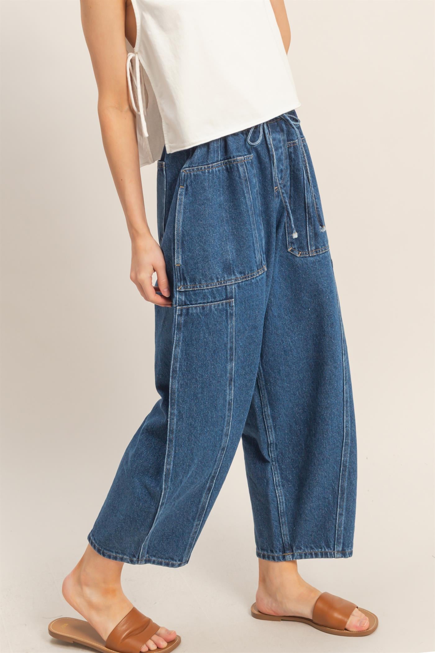 Elastic Waist Barril Jeans