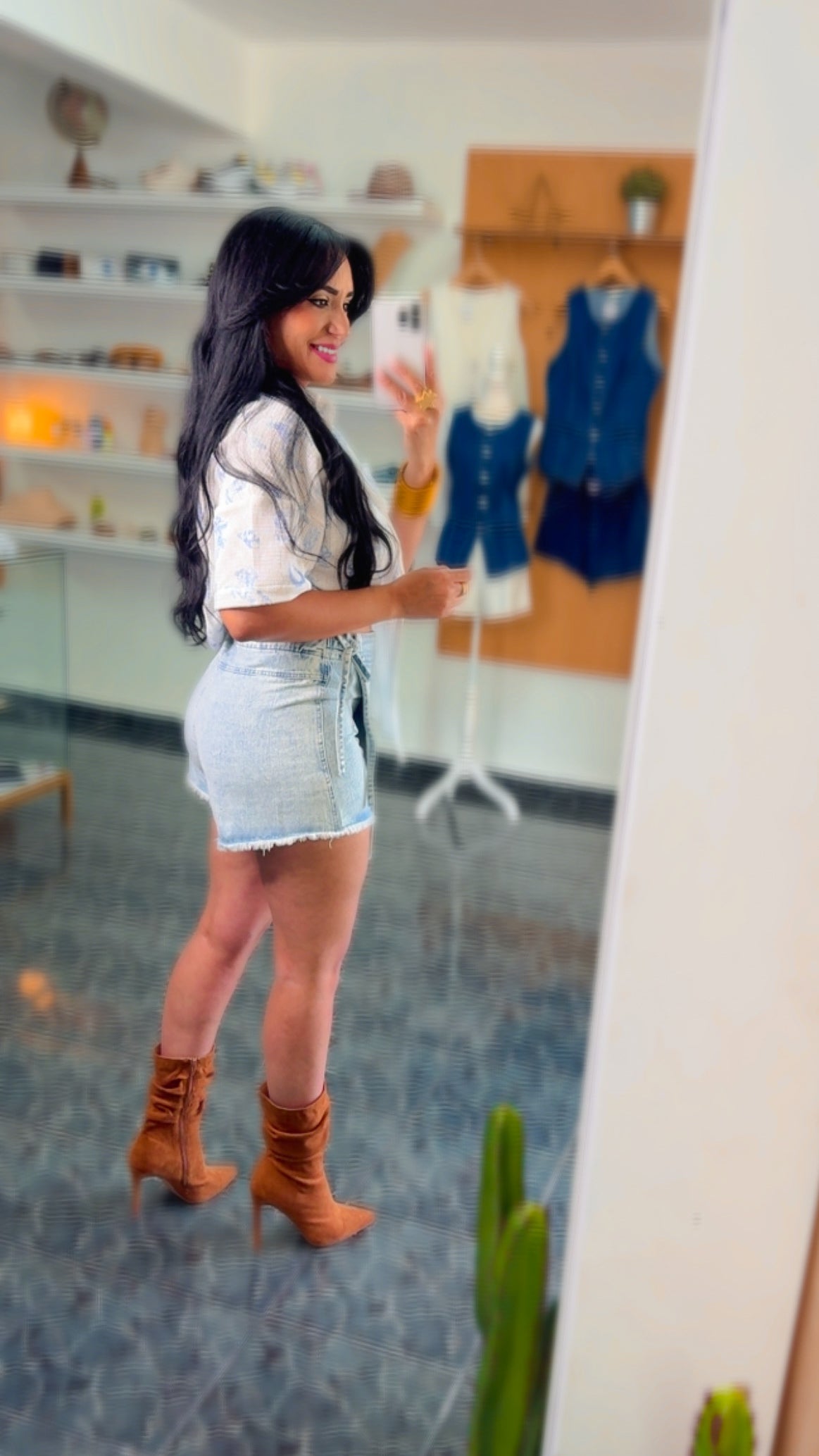 Light Washed Denim Wrapped Skort