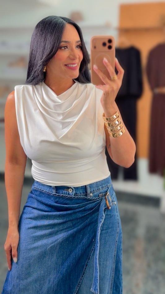 Italy White Shoulder Pad Spandex Onesize TOP