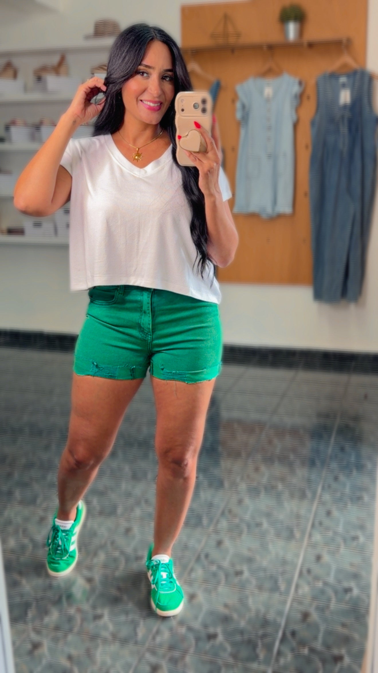 Dark Green Cuffed Spandex Shorts