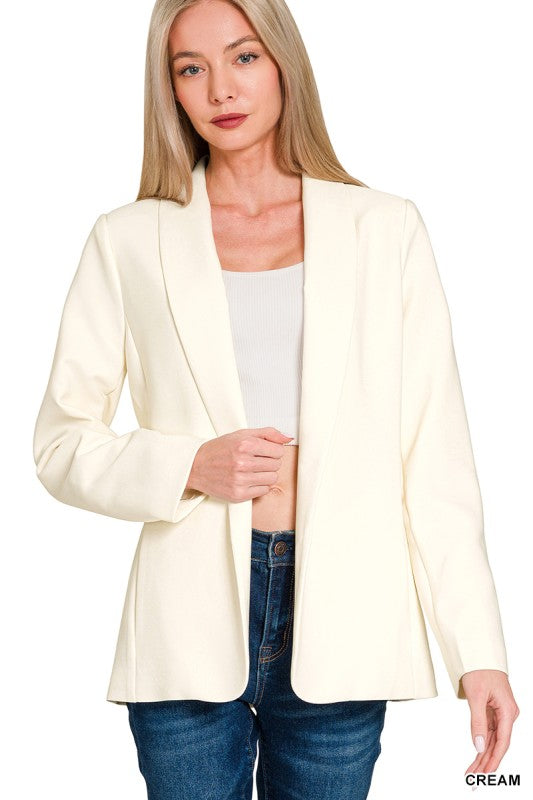 Cream Open Front Blazer