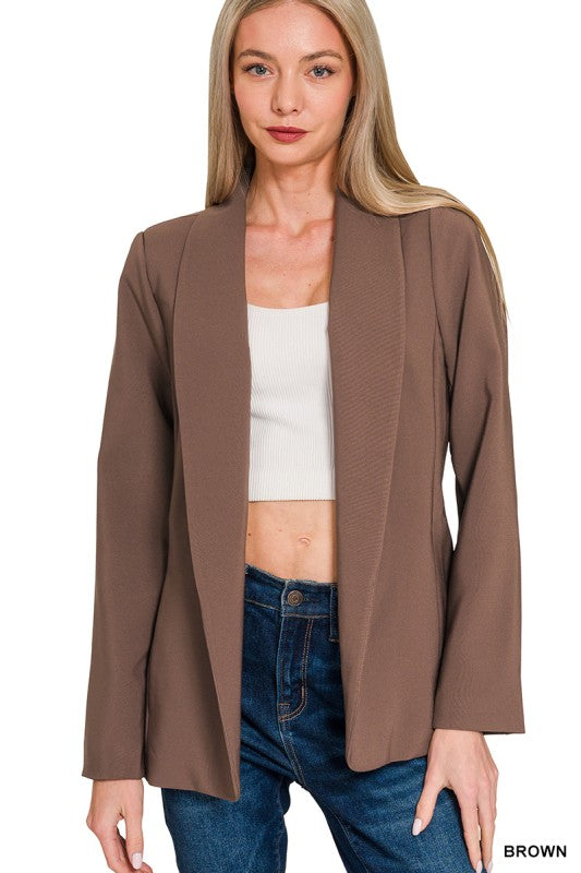 Brown Open Front Blazer