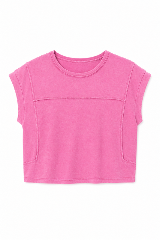 Pink Mineral Washed Sleeveless Knit Top