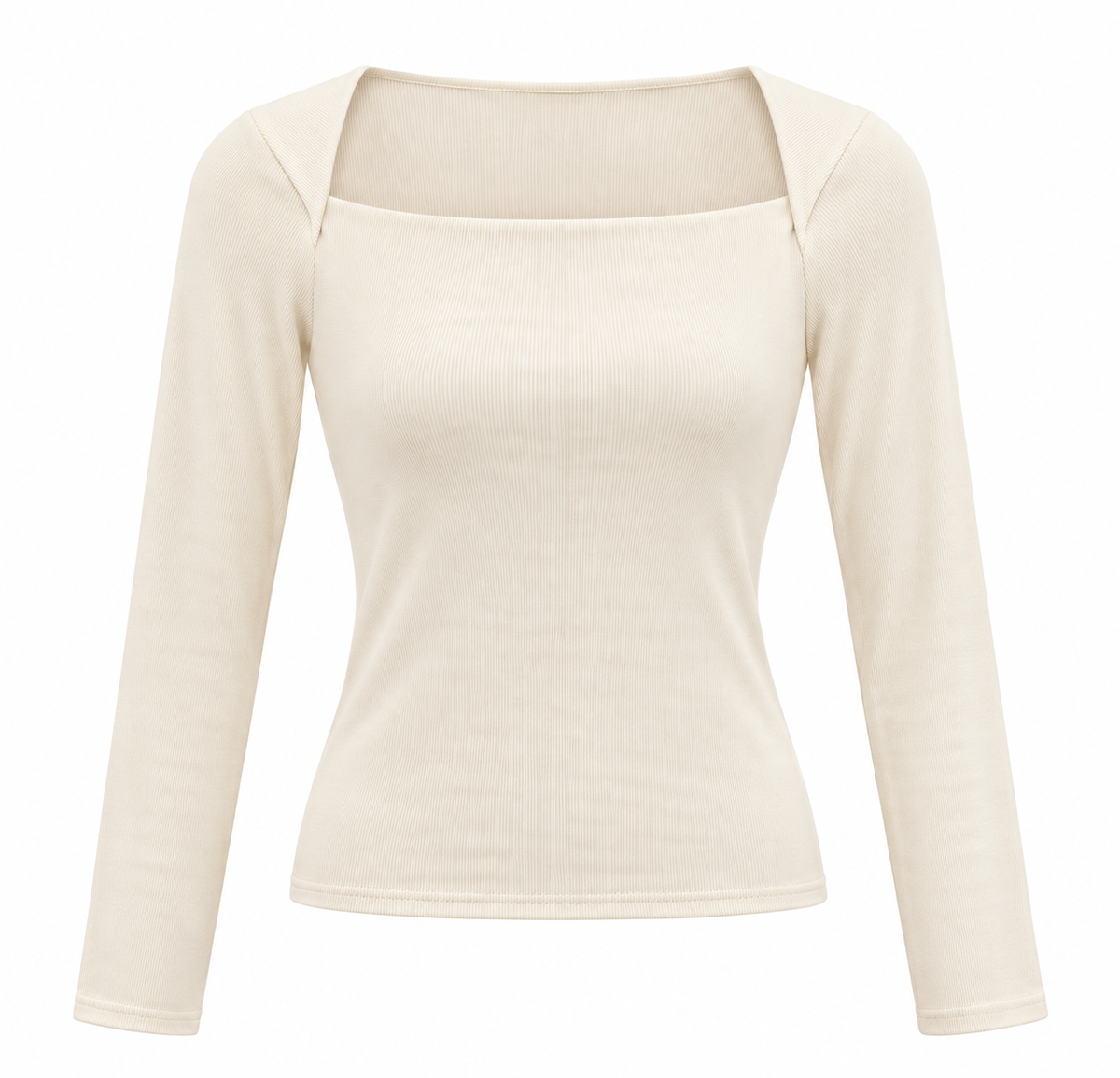 Ivory Knitted Long SLV Spandex Top