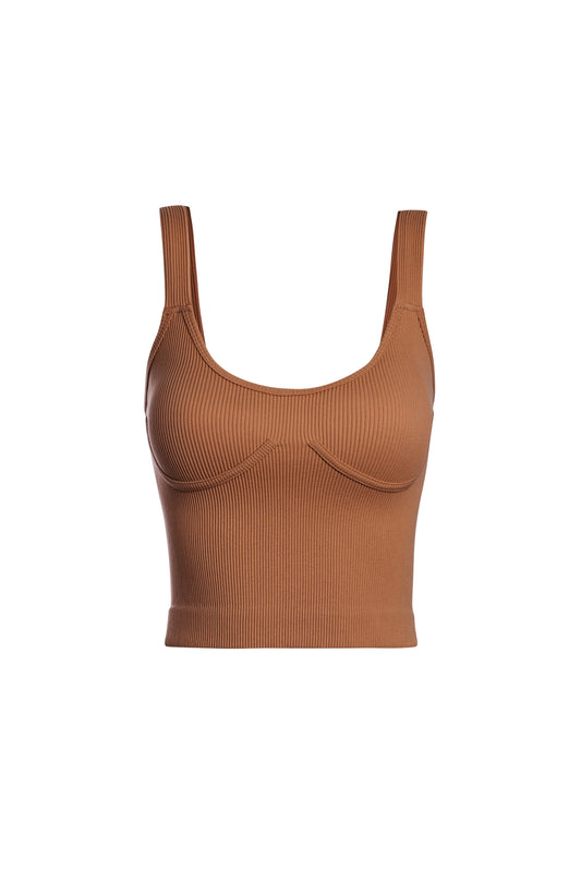 Rust Ribbed Contour Bra Crop Top