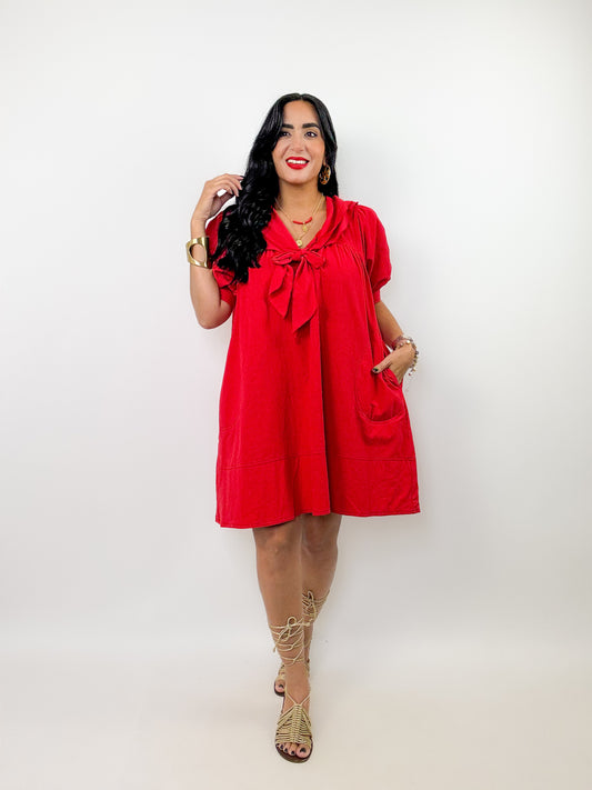 Red Sailor Style Collar DRESS