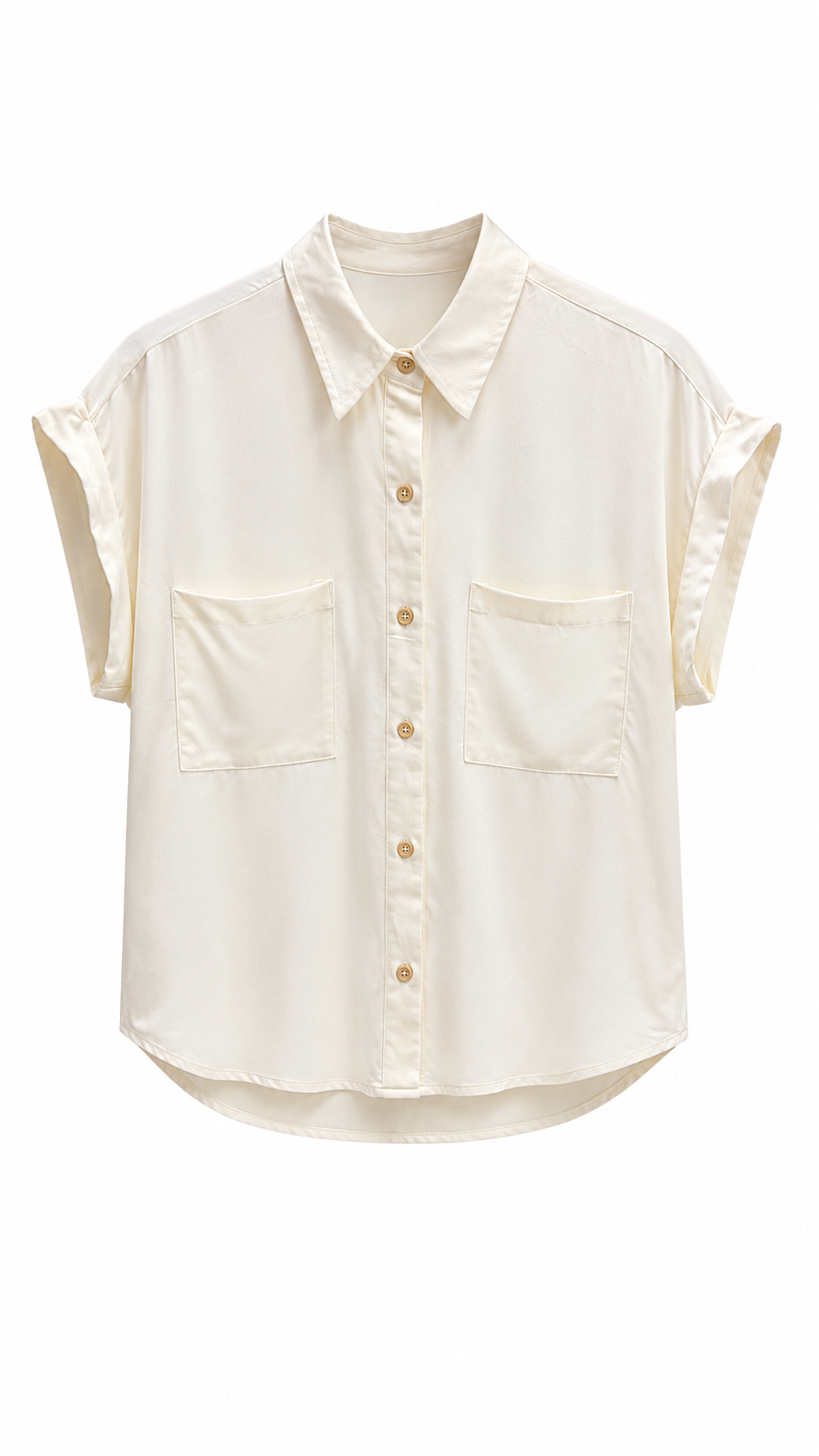 Ecru Button-Up Collared Blouse