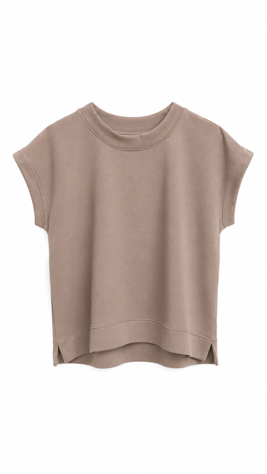 Light Mocha Scuba Pullover Top