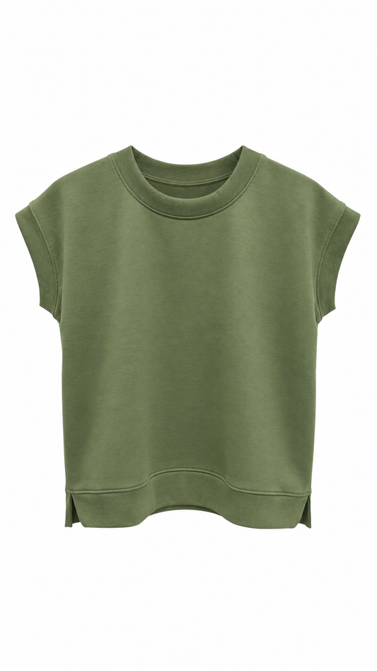 Light Olive Scuba Pullover Top