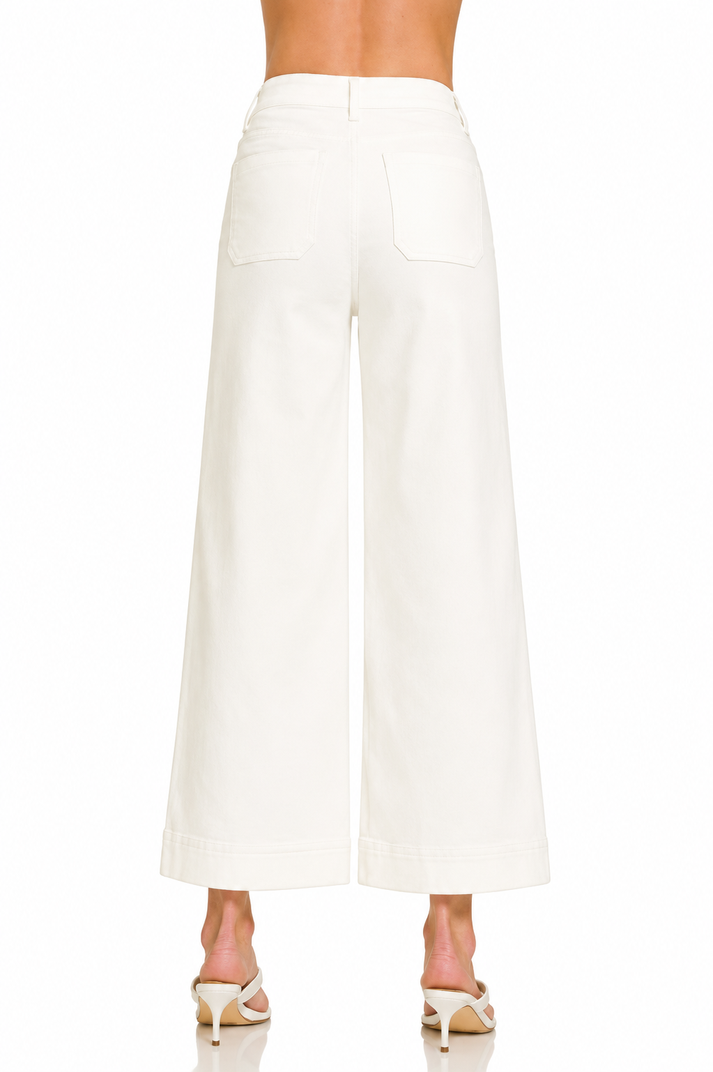 Ivory High Rise Wide Leg Denim Pants